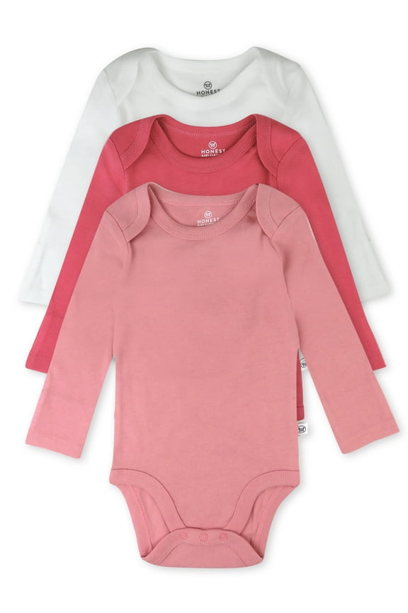 Baby Boy or Girl Gender Neutral Organic Cotton Long Sleeve Bodysuits, 3 Pack (Preemie-24 Months)