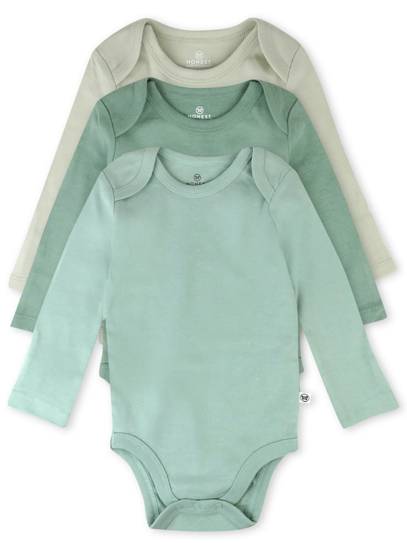 Honest Baby Clothing Organic Cotton Long Sleeve Bodysuits 3 Pack