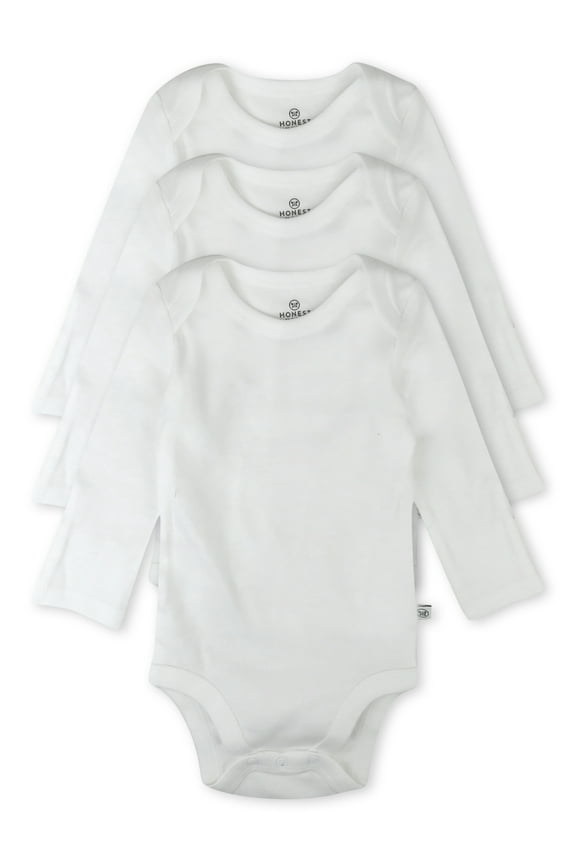 Baby Boy or Girl Gender Neutral Organic Cotton Long Sleeve Bodysuits, 3 Pack (Preemie-24 Months)