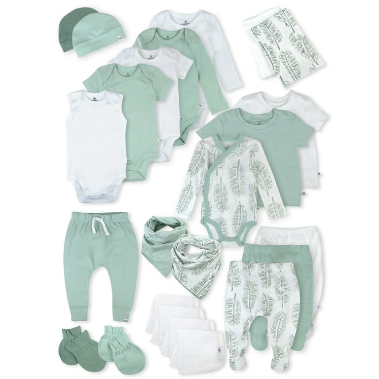 GREEN PATTERNED BODYSUIT DRESS IN ORGANIC COTTON, NEWBORN GREEN PATTERNED BODYSUIT DRESS IN ORGANIC COTTON, NEWBORN