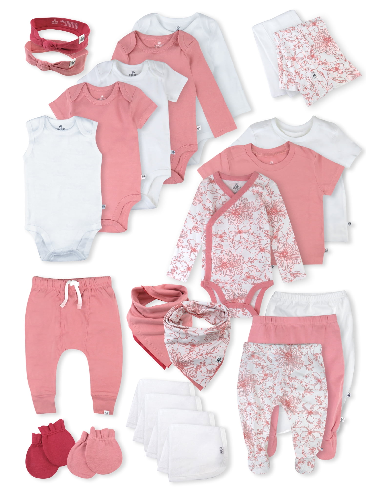 Honest Baby Clothing Baby Boy or Girl Gender Neutral Organic Cotton Over the Top Gift Set, 24 Piece (Newborn-6 Months)