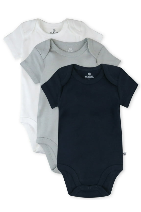 Baby Boy or Girl Gender Neutral Organic Cotton Short Sleeve Bodysuits, 3 Pack (Preemie-24 Months)