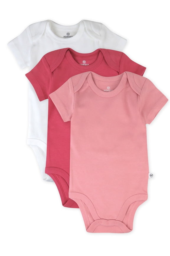 Baby Boy or Girl Gender Neutral Organic Cotton Short Sleeve Bodysuits, 3 Pack (Preemie-24 Months)