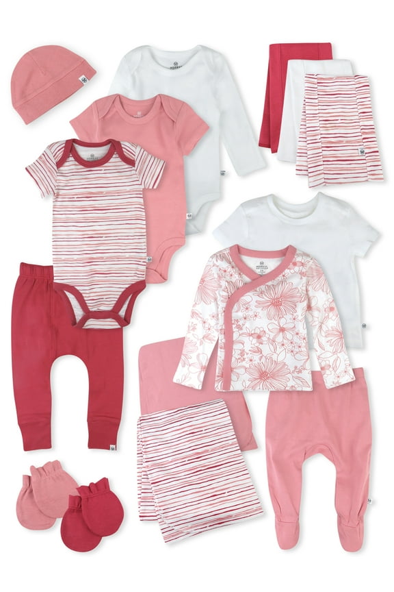 Baby Boy or Girl Gender Neutral Organic Cotton Welcome Home Gift Set, 15 Piece (Newborn-6 Months)