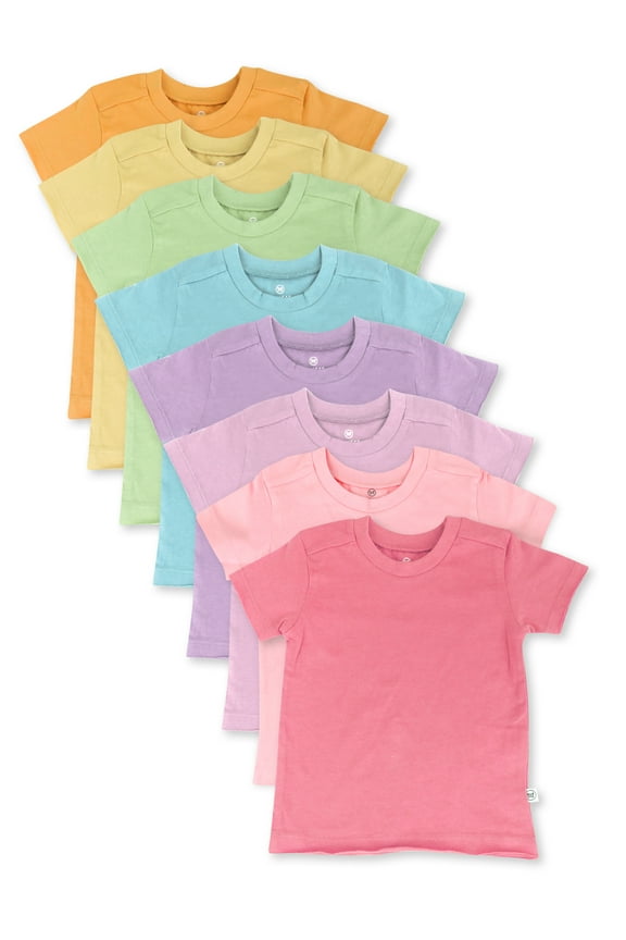 Baby & Toddler Boy or Girl Gender Neutral Organic Cotton Short Sleeve T-Shirts, 8 Pack (Newborn-5T)