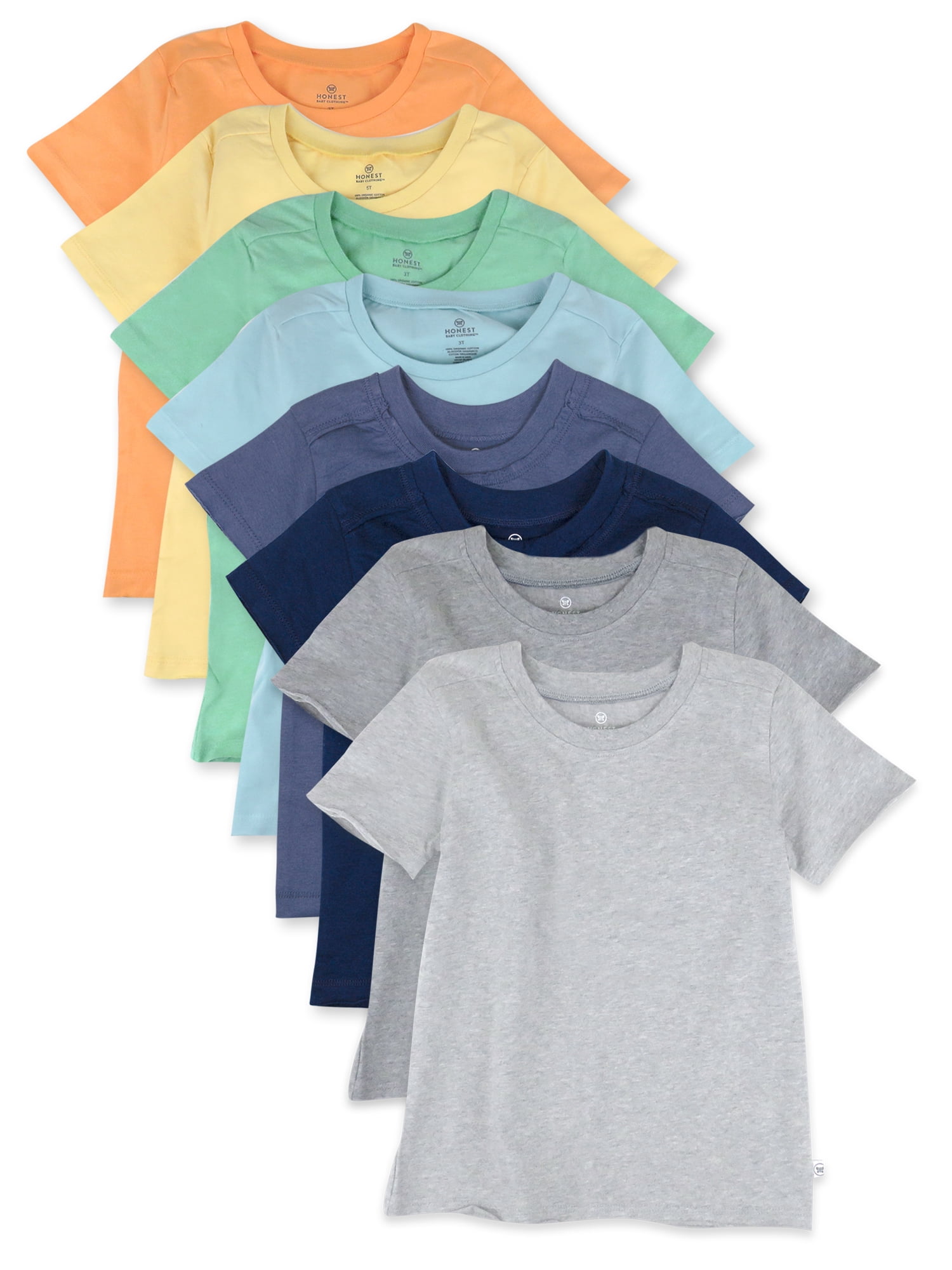 Honest Baby Clothing Baby & Toddler Boy or Girl Gender Neutral Organic Cotton Short Sleeve T-Shirts, 8 Pack (Newborn-5T)