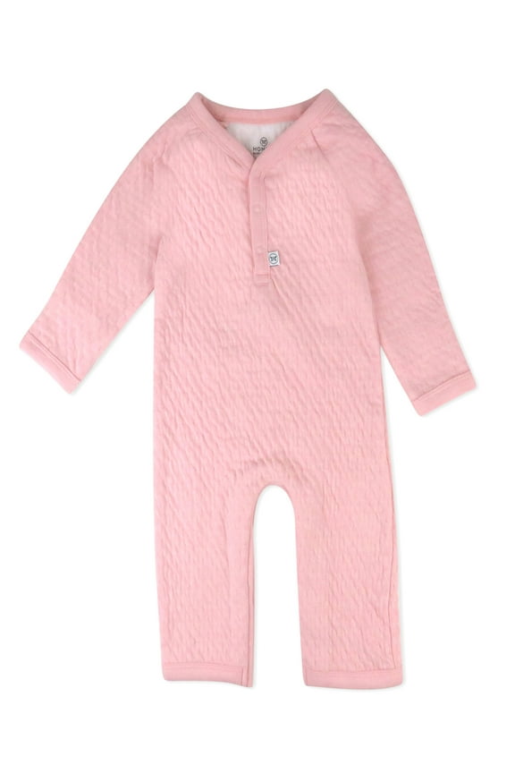 Organic Cotton Baby Boy/Girl Center Front Snap Matelasse Coverall, Sizes Preemie-24 Months