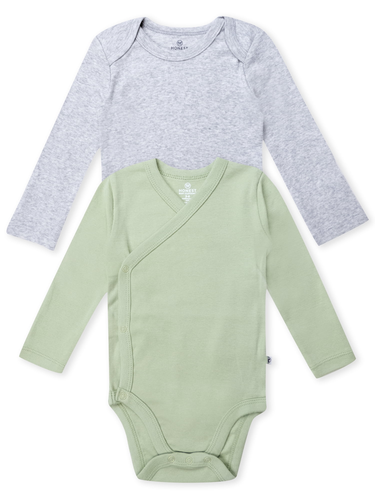 Honest Baby Clothing Organic Cotton Baby Boy or Girl Long Sleeve Bodysuit and Side Snap Long Sleeve Bodysuit, Preemie to 12 Months