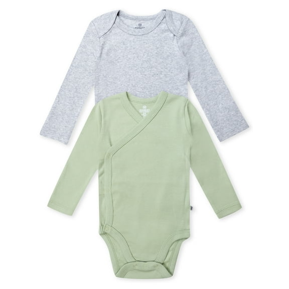 Honest Baby Clothing Organic Cotton Baby Boy or Girl Long Sleeve Bodysuit and Side Snap Long Sleeve Bodysuit, Preemie to 12 Months