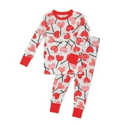 HONEST BABY CLOTHING Organic Cotton Toddler Boy/Girl Valentines Day Pajamas, 2 Piece, Sizes 12M-5T