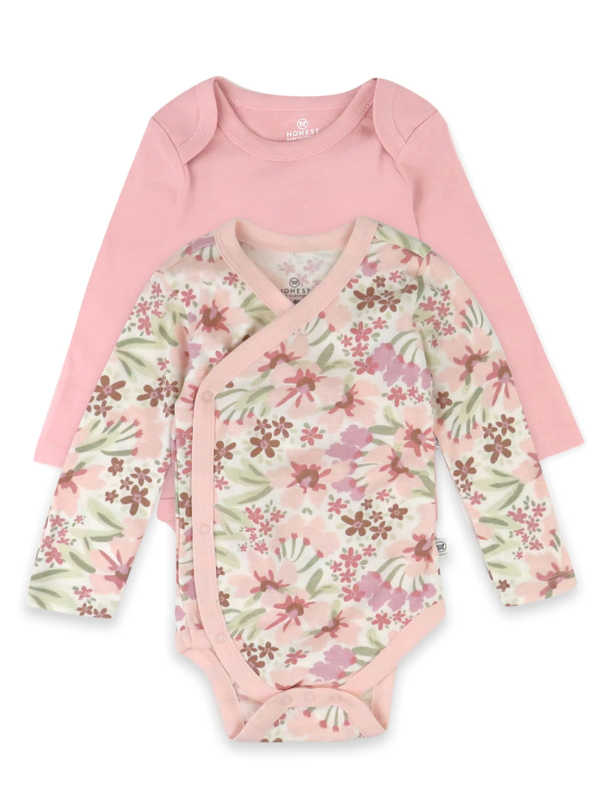 Honest Baby Clothing Organic Cotton Boy/Girl Long Sleeve Side-Snap Bodysuit, Preemie to 9M
