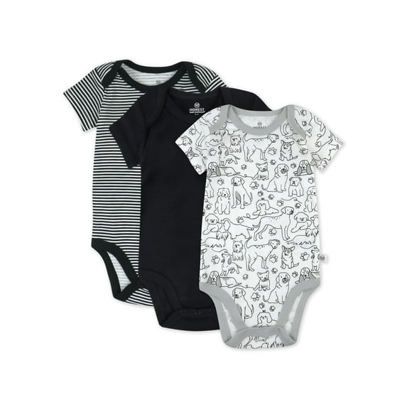 Honest Baby Clothing Organic Cotton Boy/Girl Short Sleeve Bodysuit Set, Newborn to 24M