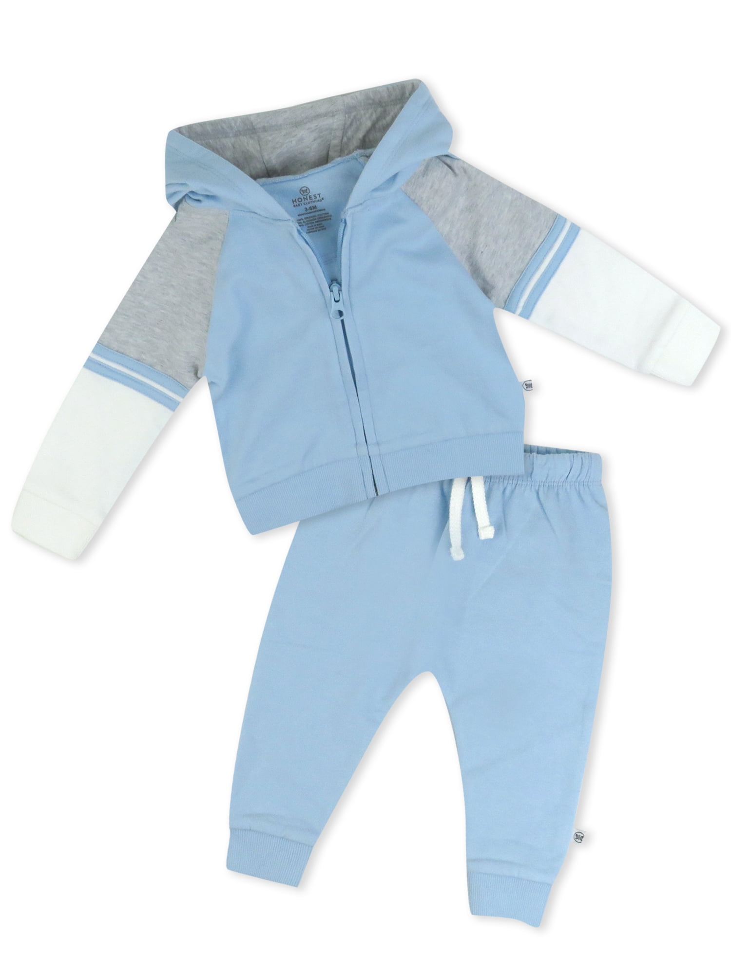 Honest Baby Clothing Organic Cotton Boy or Girl 2 Piece Zip Front Hoodie and Sweatpant Set, Newborn to 24 Months