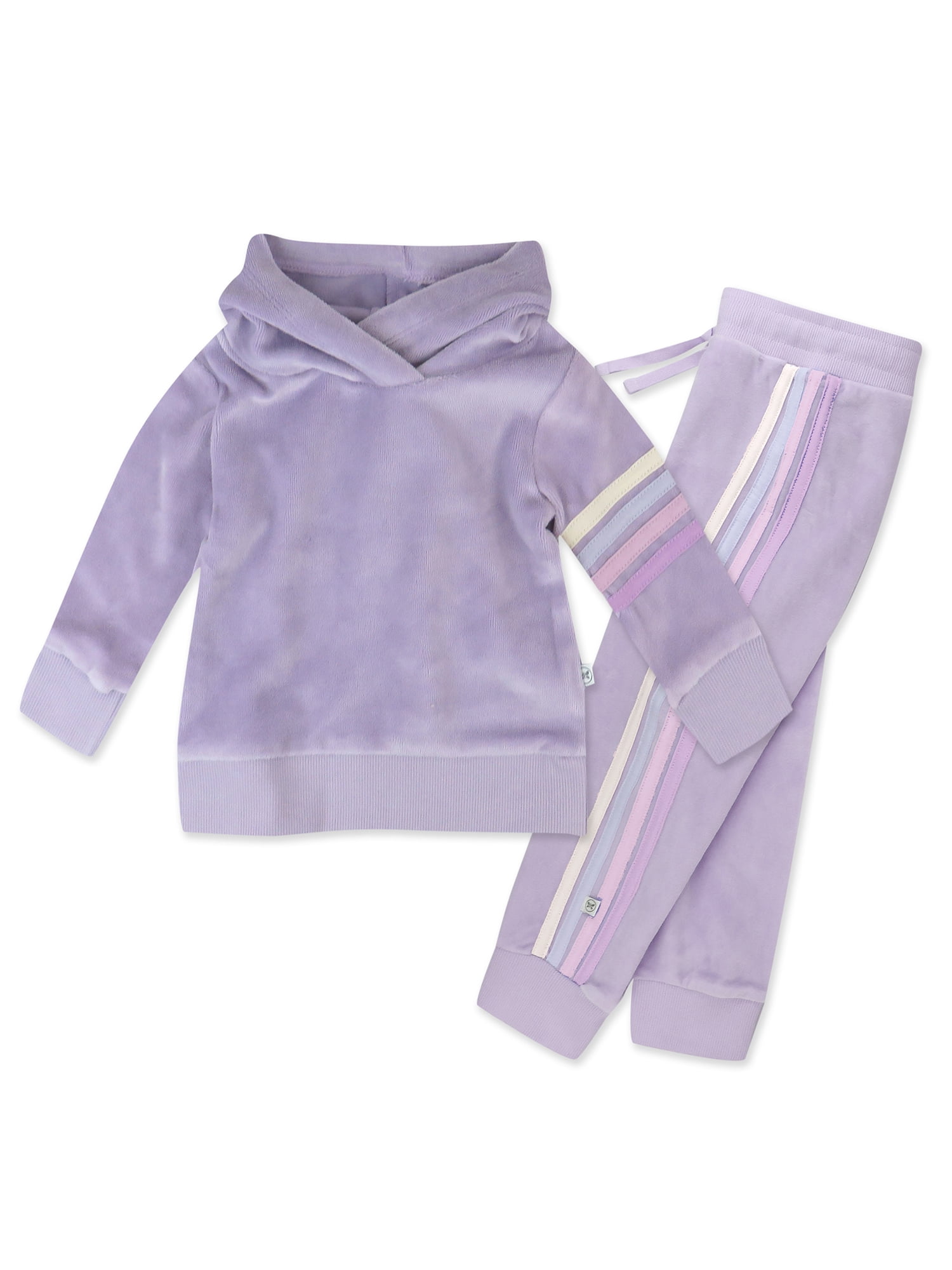 2 Piece Newborn Printed Sweatshirt & Pants Set in Heather Milk