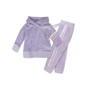 Honest Baby Clothing Organic Cotton Boy or Girl Long Sleeve 2 Piece Velour Hoodie and Sweatpant Set, Newborn to 24 Months