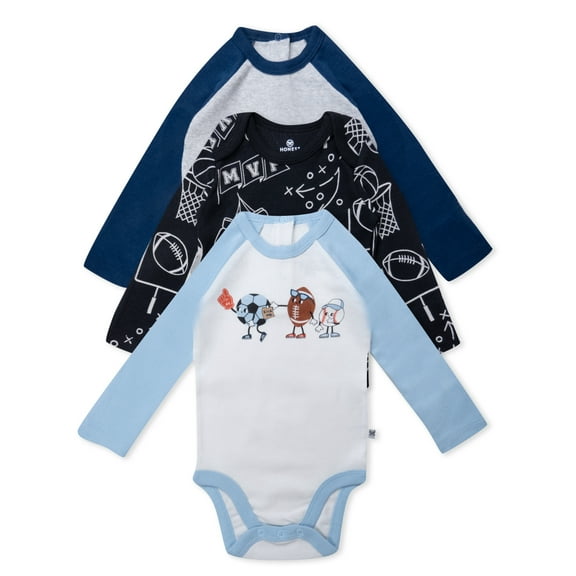 Honest Baby Clothing Organic Cotton Boy or Girl Long Sleeve Bodysuit Set, Newborn to 24 Months