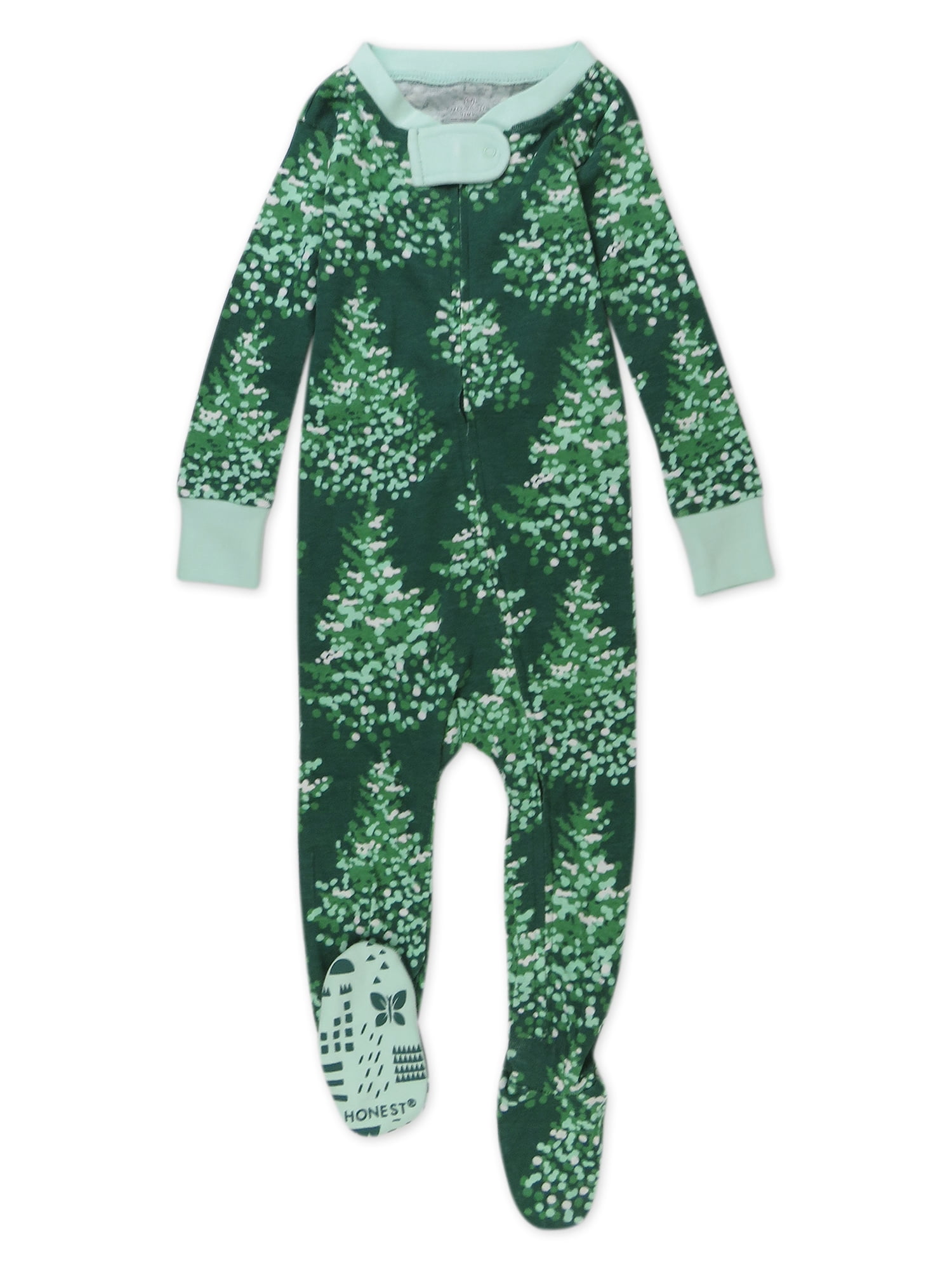 Honest Baby Clothing Organic Cotton Boy or Girl Long Sleeve Christmas Sleep N Play, Newborn to 9 Months