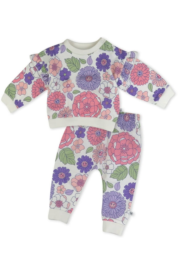 Clothing Organic Cotton Boy or Girl Long Sleeve Pop Over and Sweatpant Set, Newborn to 24 Months