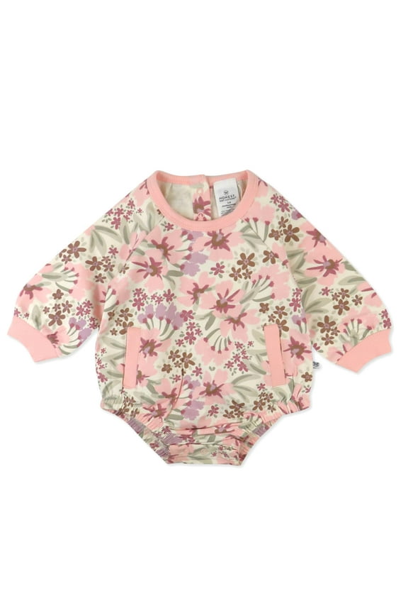 Organic Cotton Girl Long-Sleeve Bubble Romper, Newborn to 24M