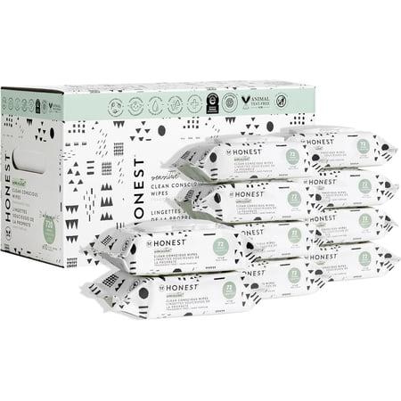 The Honest Company Clean Conscious Unscented Wipes | Over 99% Water, Compostable, Plant-Based, Baby Wipes | Hypoallergenic for Sensitive Skin, EWG Verified | Pattern Play, 720 Count