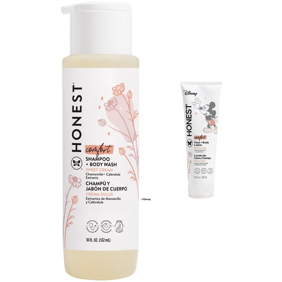 Honest Disney Mickey Mouse Sweet Cream Baby Shampoo + Body Wash & Face + Body Lotion Bundle