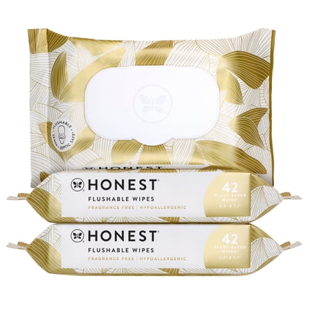 The Honest Company Flushable Wipes, Plant-Based, 126 Count, Gilded Wings