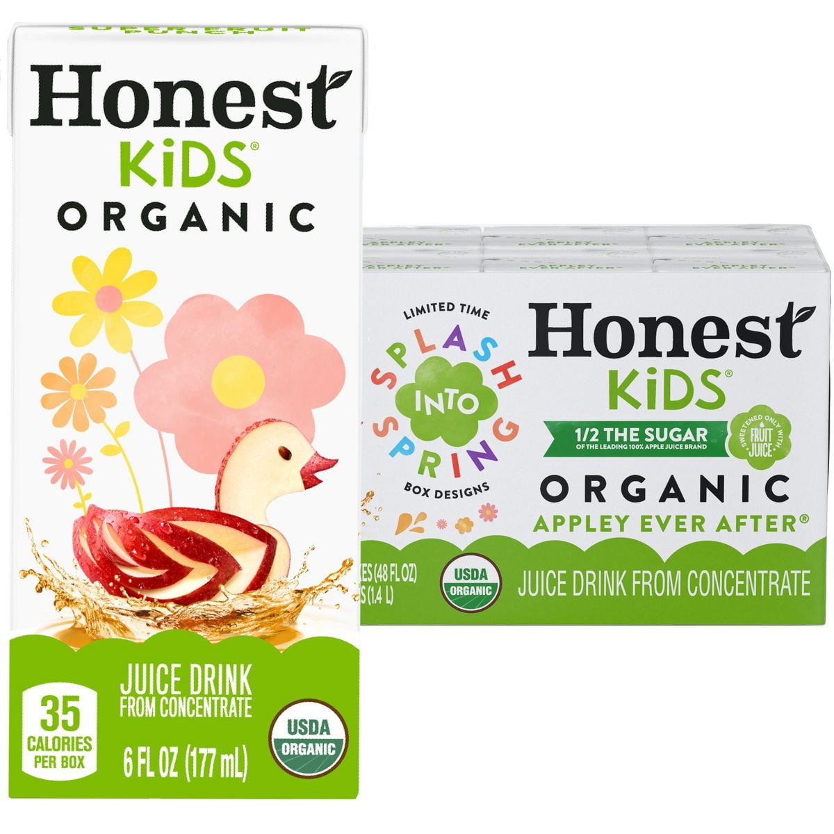 Honest Kids Organic Apple Juice Drink, 6 fl oz Juice Boxes, 8 Pack, No Added Sugar, USDA Organic, Kids Beverage