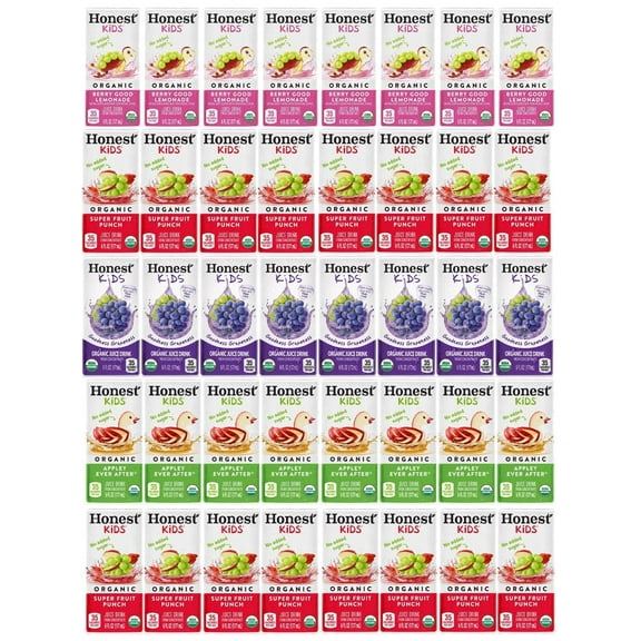 Honest Kids Organic Juice Drink Assorted Variety Pack, 6 Fl Oz, (40 Count)