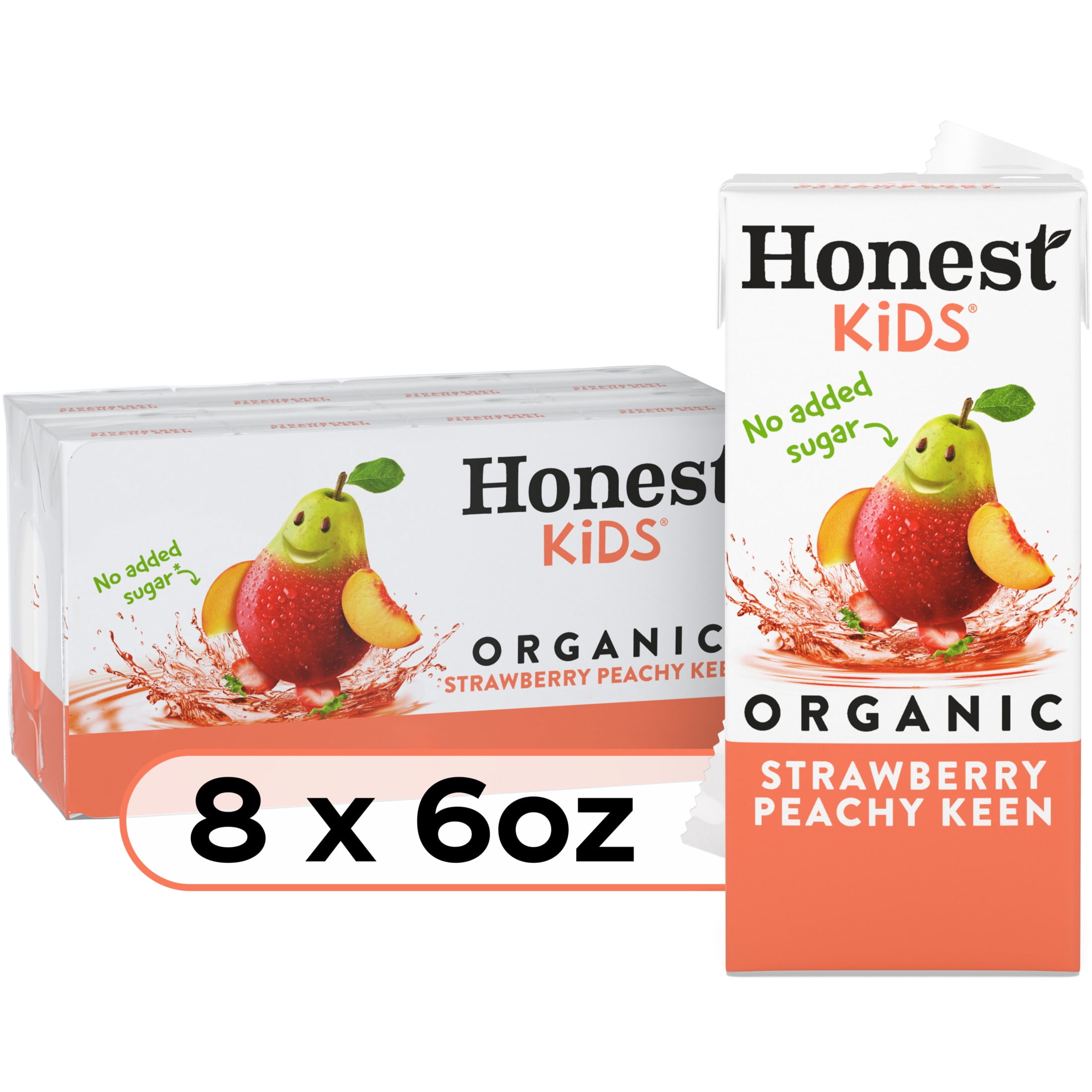 Honest Kids Organic Strawberry Peachy Keen Fruit Juice, 6 fl oz, 8 Juice Boxes