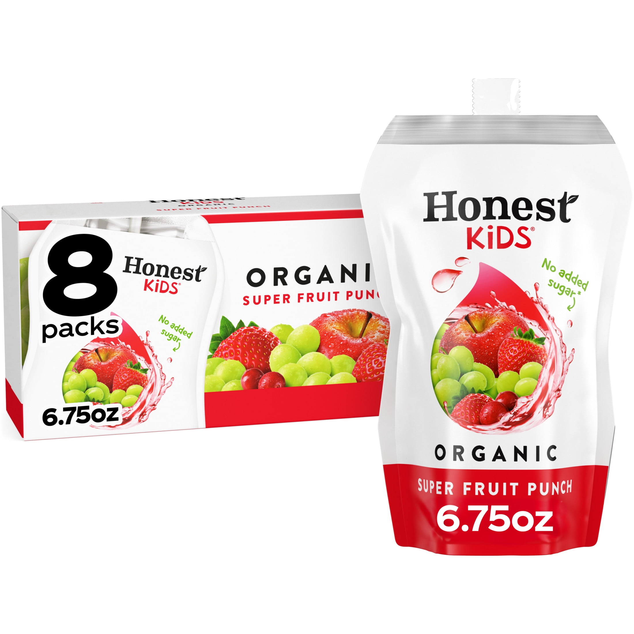 Honest Kids Organic Super Fruit Punch Juice, 6.75 fl oz, 8 Pouches