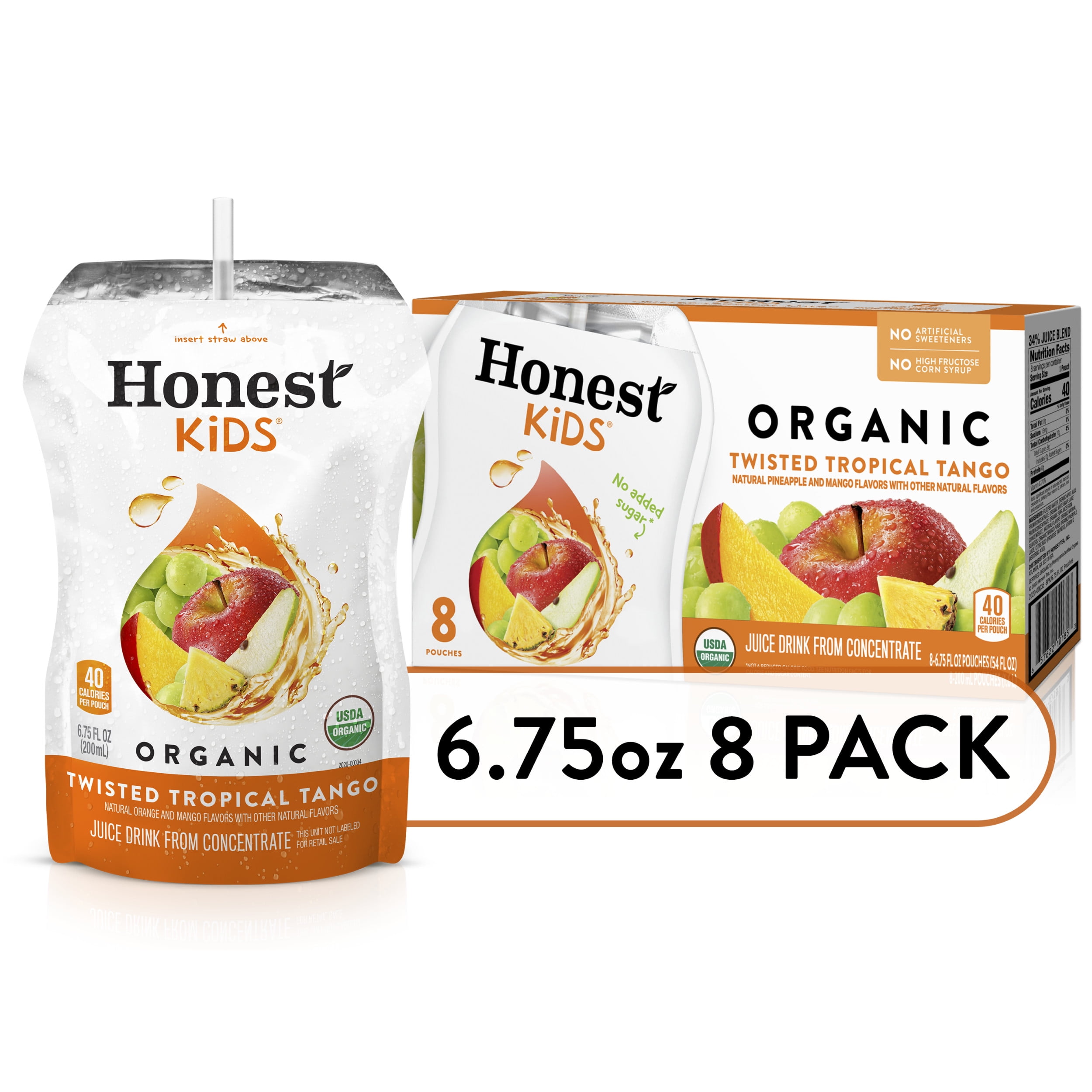 Honest Kids Twisted Tropical Tango Organic Fruit Juice, 6.75 fl oz, 8 Pack