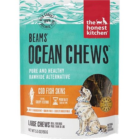 Honest Kitchen 855089008740 5.5 oz Grain Free Large Ocean Chews Cod Skin Dog Treats - Large