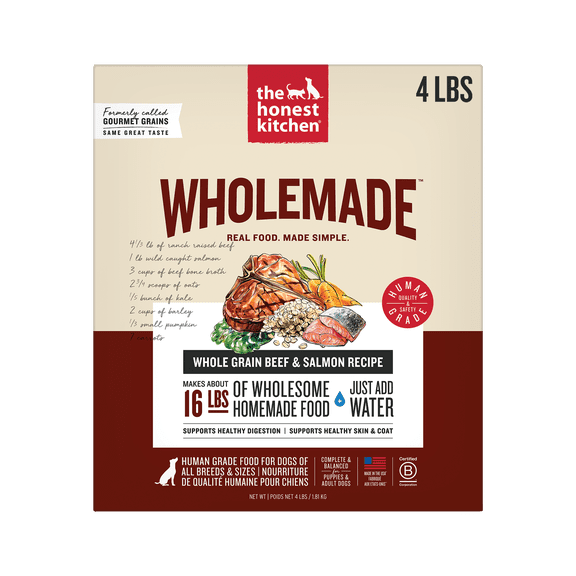 The Honest Kitchen Dehydrated Gourmet Grains Beef & Salmon Dog Food, 4 lb Box