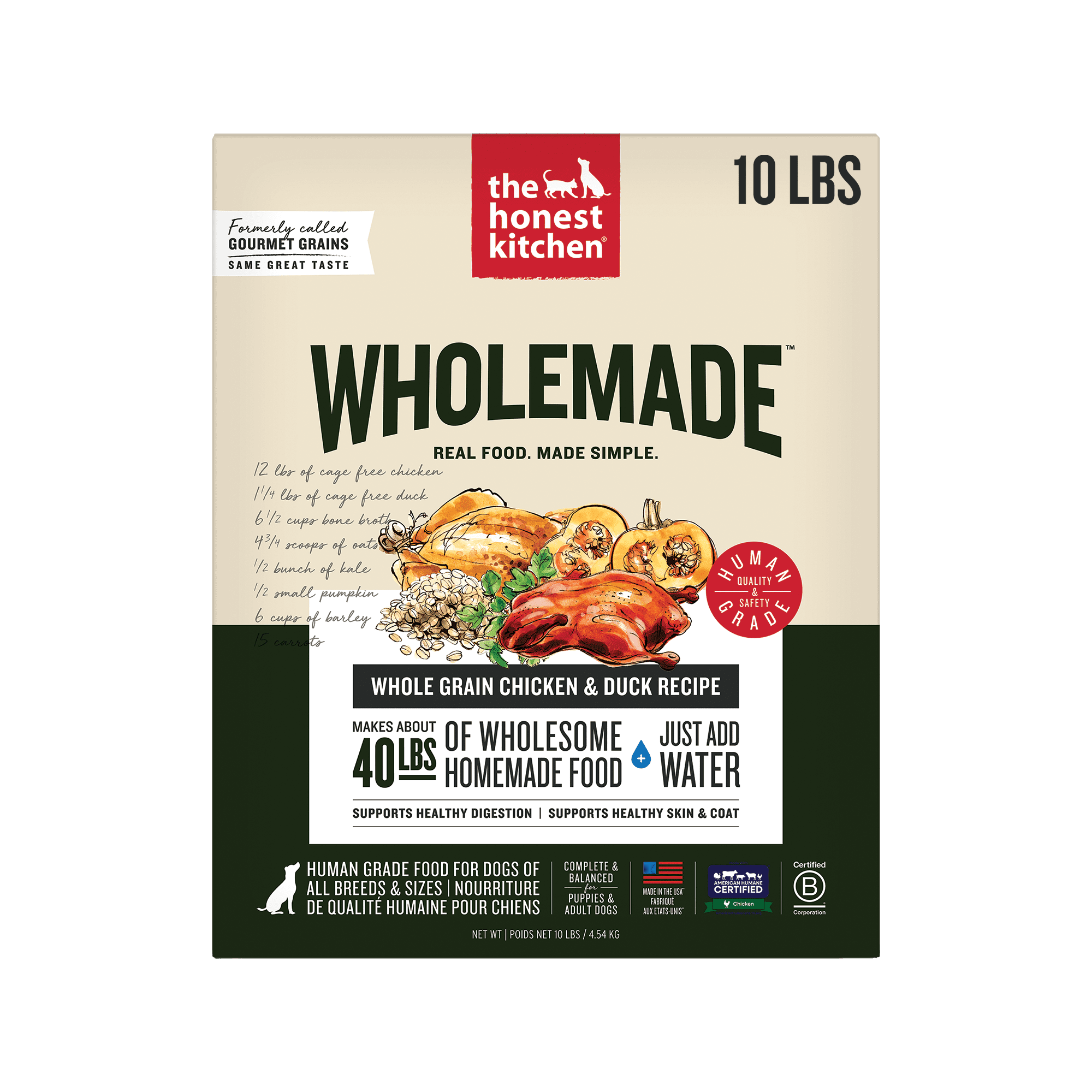 The Honest Kitchen Wholemade™ Whole Grain Chicken & Duck Dog Food, 10 lb Box