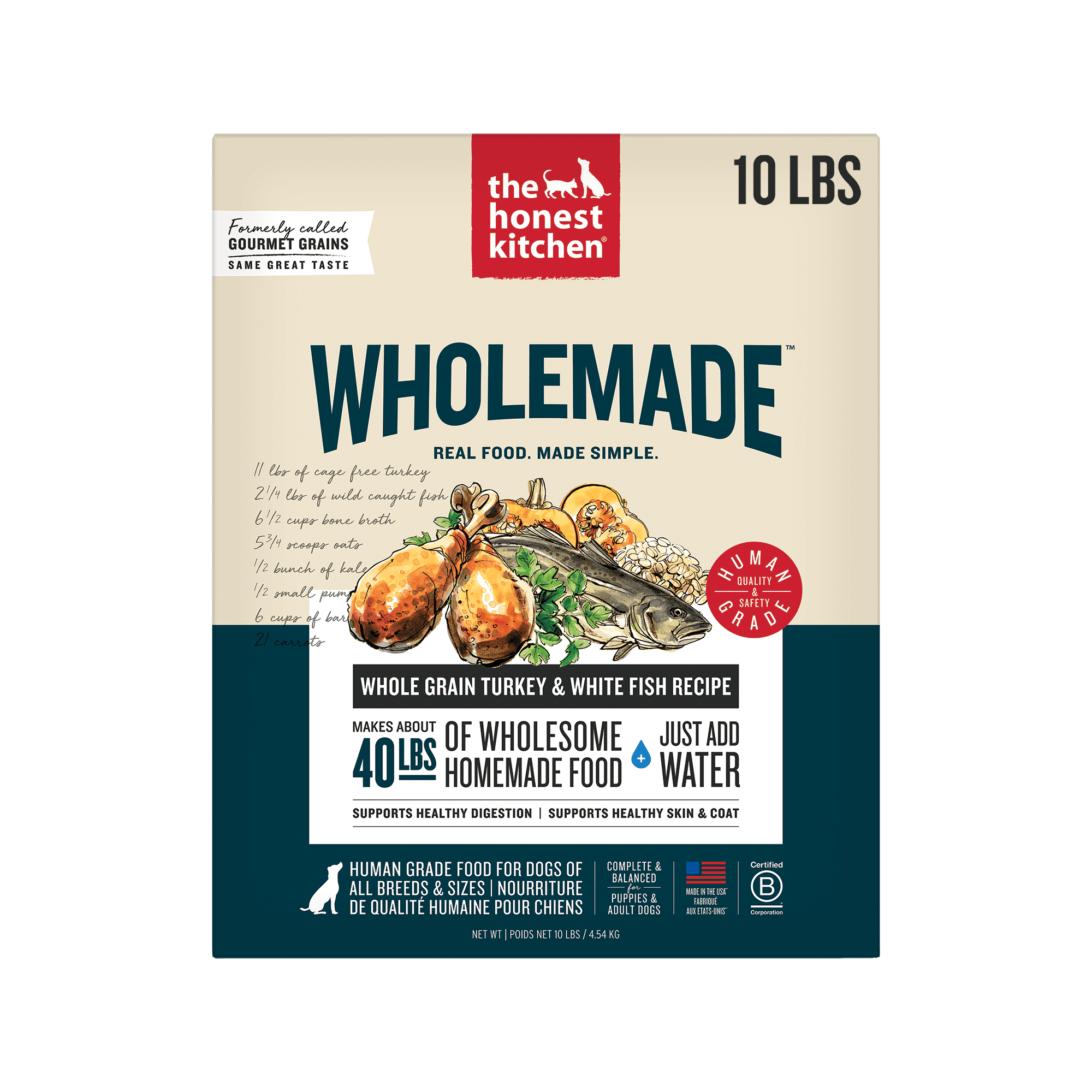 The Honest Kitchen Wholemade™ Whole Grain Turkey & White Fish Dog Food, 10 lb Box