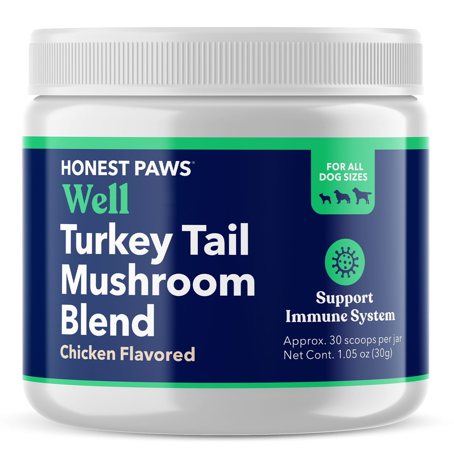 Honest Paws Dog Digestive and Immunity Booster Turkey Tail Mushroom Blend Shiitake, Reishi