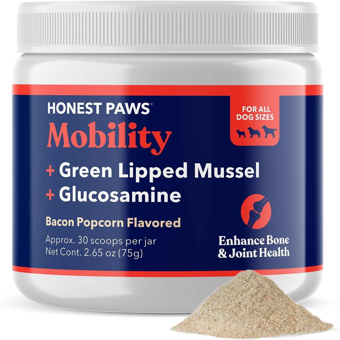 Honest Paws Dog Mobility Supplement- Hip and Joint Powder for Bone Health