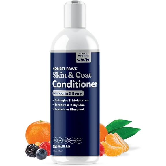 Honest Paws Dog Skin & Coat Conditioner, 16 oz Mango & Berry