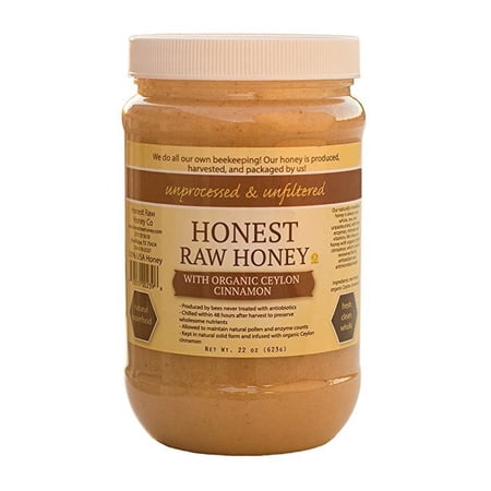 Honest Raw Honey with Organic Ceylon Cinnamon, 22oz, Non-GMO, Kosher Pack Of 6