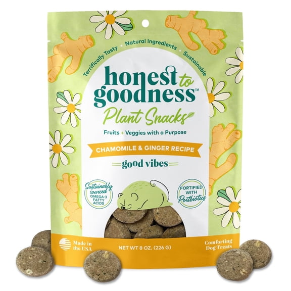 Honest To Goodness Plant Snacks Chamomile & Ginger Good Vibes Crunchy Dog Treats 8 oz