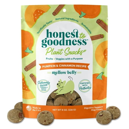 Honest To Goodness Plant Snacks Pumpkin & Cinnamon Mellow Belly Crunchy Dog Treats 8 oz