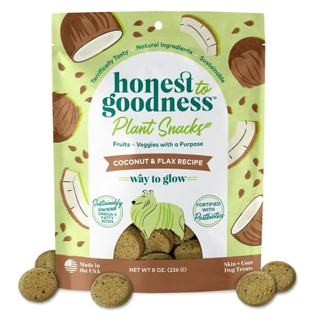 Honest To Goodness Plant Snacks Coconut & Flax Way to Glow Crunchy Dog Treats 8 oz