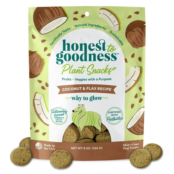 Honest To Goodness Plant Snacks Coconut & Flax Way to Glow Crunchy Dog Treats 8 oz