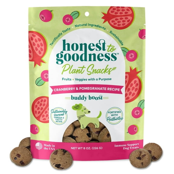 Honest To Goodness Plant Snacks Cranberry & Pomegranate Buddy Boost Crunchy Dog Treats 8 oz
