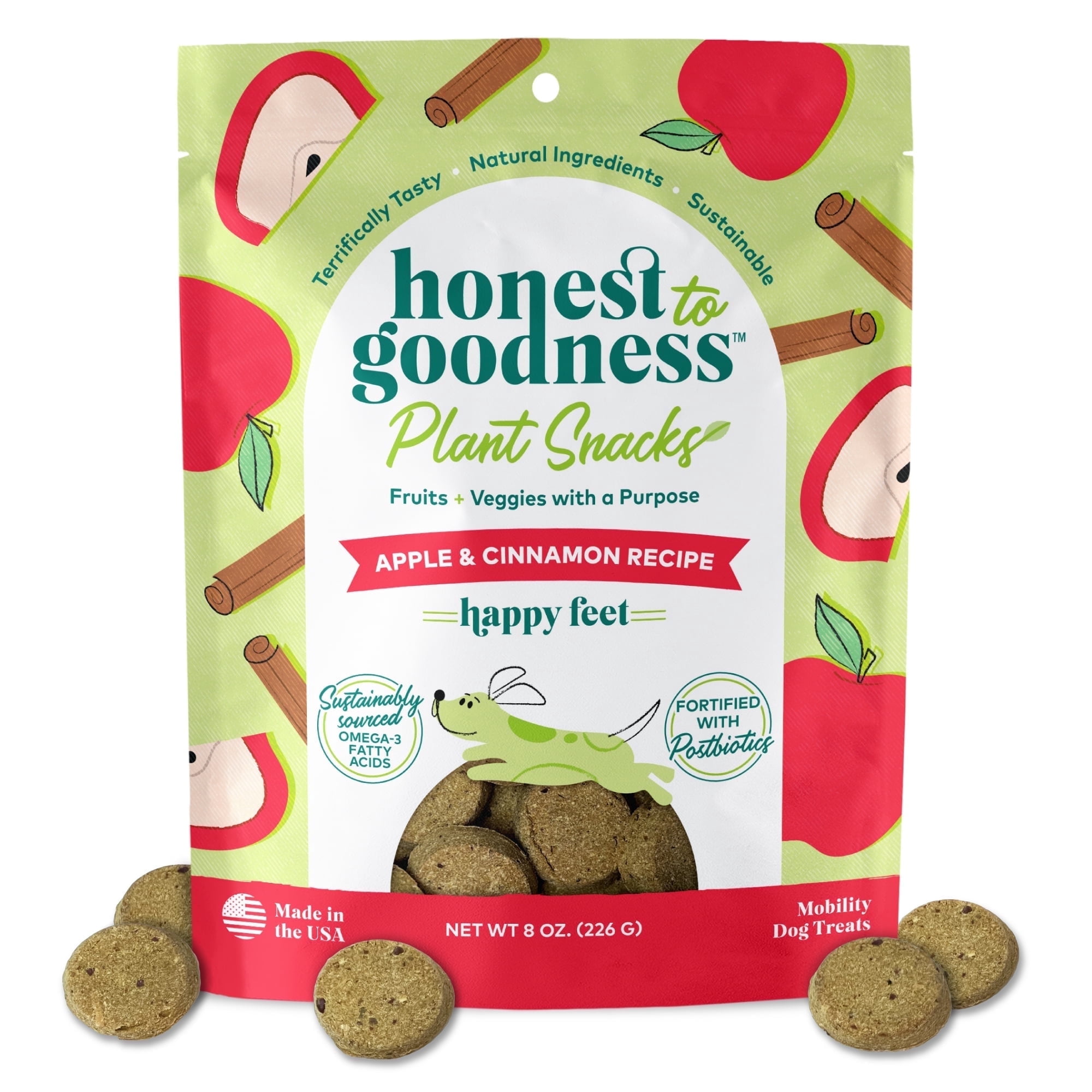 Image showcasing Honest to Goodness Plant Snacks Apple & Cinnamon 8 oz, Dog Treats ...