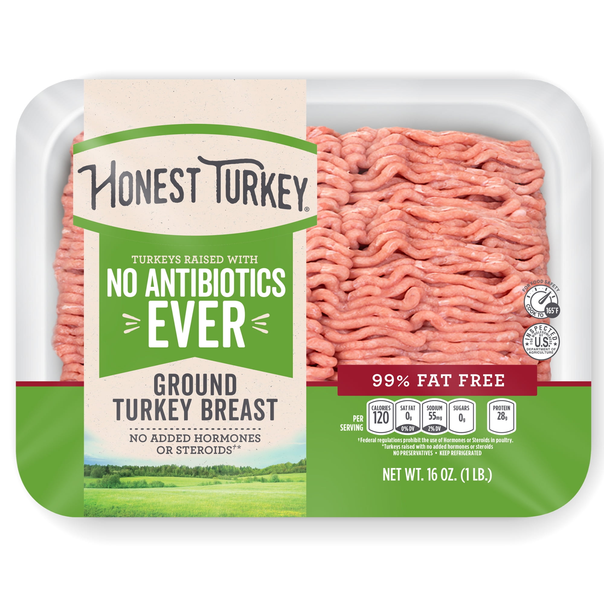 Honest Turkey 99% Fat Free Ground Turkey Breast Tray, Antibiotic-Free, Fresh, 1 lb.