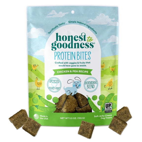 Honest to Goodness Protein Bites Chicken & Pea Recipe Soft Jerky Chews for Dogs, 5.5 oz.