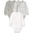 thumbnail image 1 of HonestBaby Baby 3-Pack Organic Cotton Long Sleeve Side-snap Kimono Bodysuits Newborn Sketchy Stripe, 1 of 3