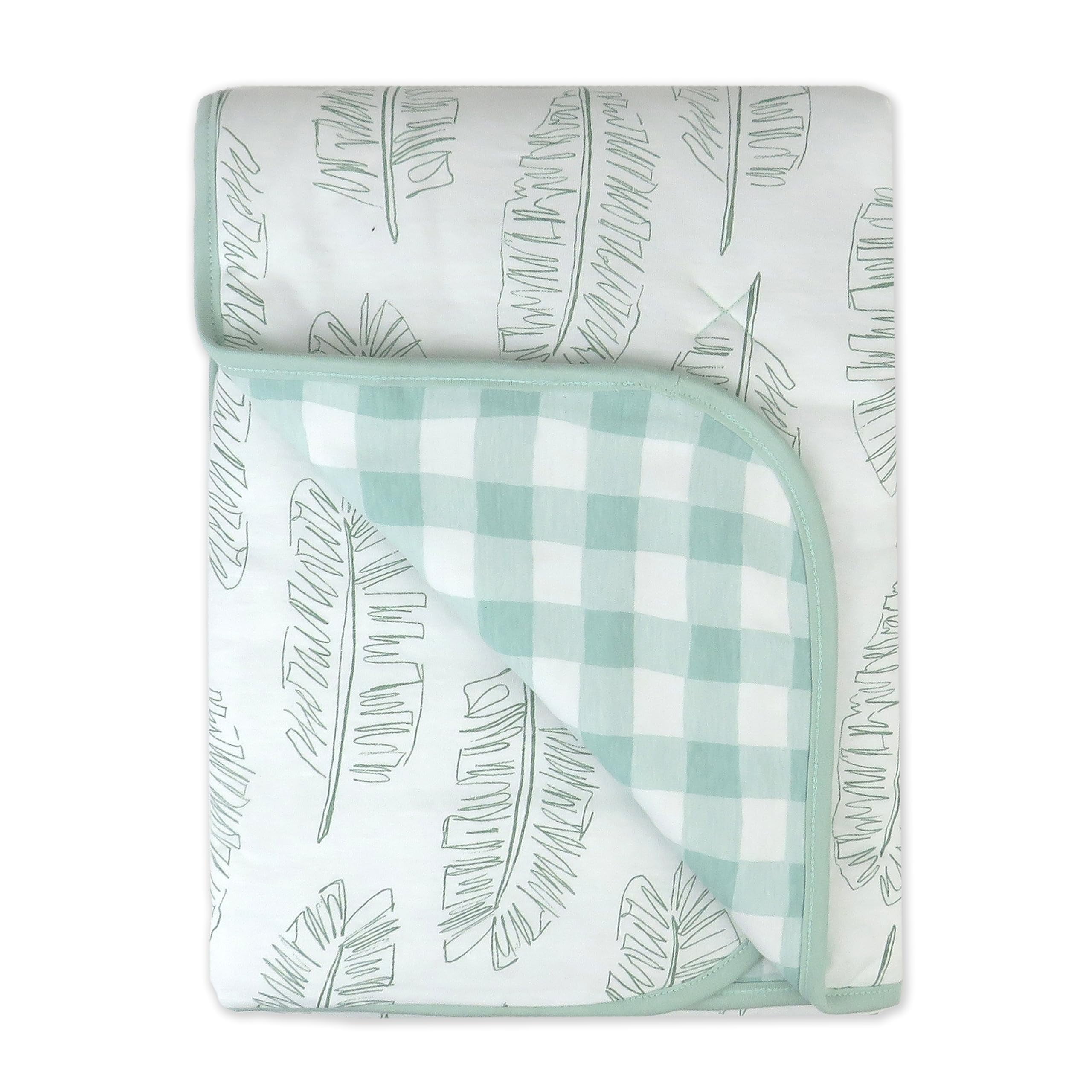 Organic Cotton Sage Leaf Reversible Baby Blanket