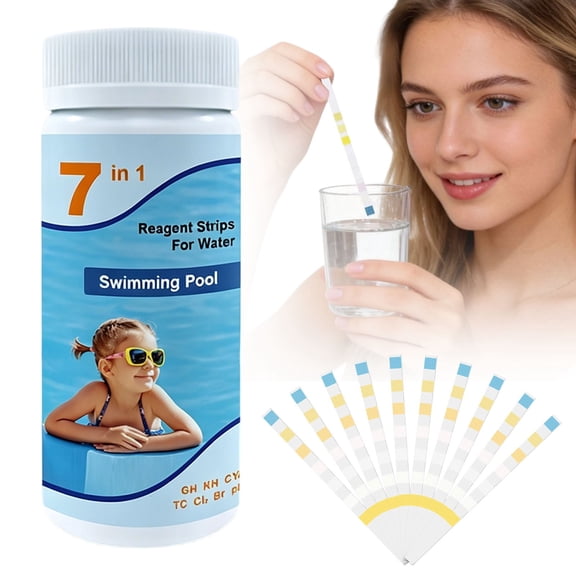 HonestMatter 7 Way Pool Test Strips 50 Count, Water Testing Kit for Hot Tub and Spa, Reliable Test Strips for Total Chlorine Bromine Cyanuric Acid